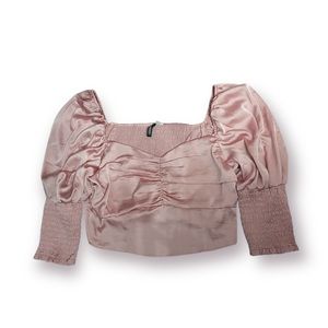 Pink rouched crop top